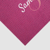 Aangepaste monogram naam Faux roze lederen textuur Tissuepapier (Detail)