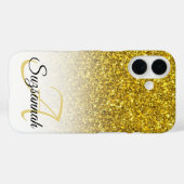 Aangepaste monogram naam goud glitters ombre Case-Mate iPhone case (Achterkant (horizontaal))