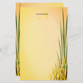 Aangepaste monogram naam Grass Border Station Briefpapier (Voorkant / Achterkant)