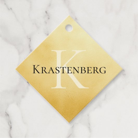 Aangepaste monogram naam Greeting Faux Gold Bedankjes Labels (Voorkant)