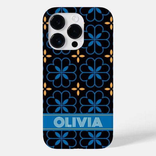 Aangepaste Monogram Naam Mediterraans Telefoonhoes Case-Mate iPhone Case (Achterkant)