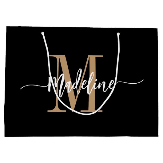 Aangepaste monogram Naam Moderne Manuscript Zwemme Groot Cadeauzakje (Achterkant)