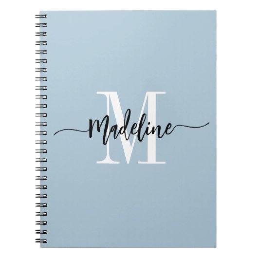 Aangepaste monogram naam Moderne Script Swirls Cad Notitieboek (Voorkant)