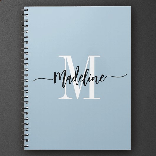 Aangepaste monogram naam Moderne Script Swirls Cad Notitieboek