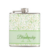 Aangepaste monogram naam Natuur Fern Leaf Pattern Heupfles (Voorkant)