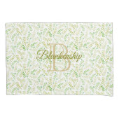 Aangepaste monogram naam Natuur Fern Leaf Pattern Kussensloop (Voorkant-Links)