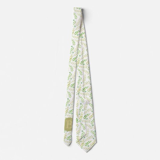 Aangepaste monogram naam Natuur Fern Leaf Pattern Stropdas (Achterkant)