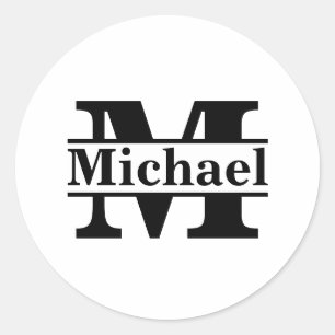 Aangepaste monogram naam op maat ronde sticker