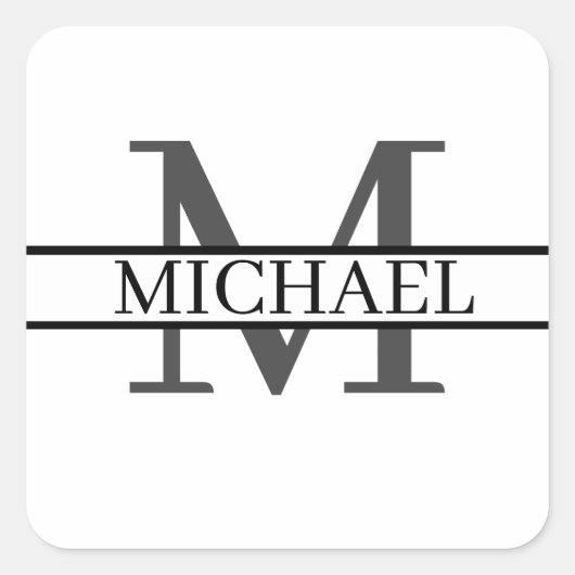 Aangepaste monogram naam op maat vierkante sticker (Voorkant)