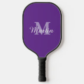 Aangepaste monogram naam paarse en wit pickleball paddle (Voorkant)