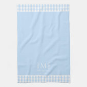 Aangepaste Monogram Naam Pastel Blauw & Wit Gingha Theedoek (Verticaal)