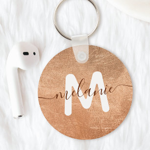 Aangepaste Monogram Naam Roze Goud Folie Luxe Sleutelhanger