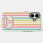 Aangepaste Monogram Naam Vrolijke Pastelstrepen Case-Mate iPhone Case (Achterkant (horizontaal))