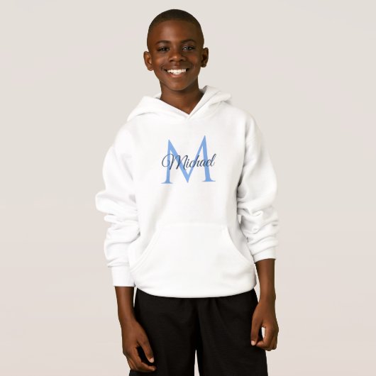 Aangepaste monogram naam witte en blauwe Sjabloon (Voorkant volledig)