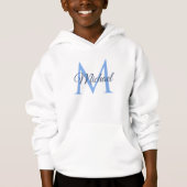 Aangepaste monogram naam witte en blauwe Sjabloon (Voorkant)