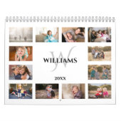 Aangepaste Monogram Naam Witte Foto Kalender (Hoes)