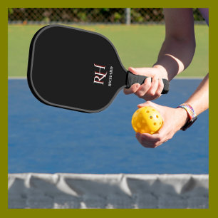 Aangepaste monogram naam zwart wit pickleball paddle