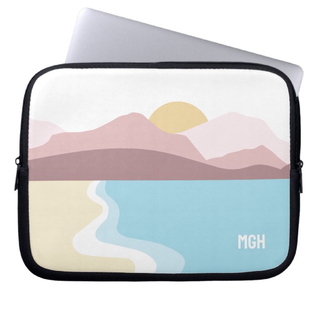 Aangepaste monogram Natuur illustratie Laptop Sleeve (Voorkant)