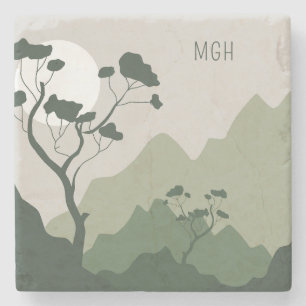 Aangepaste monogram natuur illustratie stenen onderzetter