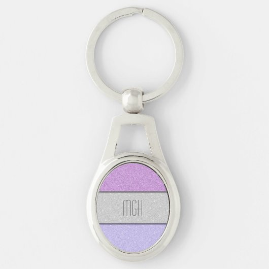 Aangepaste monogram nep glitters glitter sleutelhanger (Voorkant)