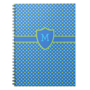Aangepaste monogram Notitieboek: blauwe polka stip Notitieboek