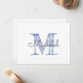 Aangepaste monogram notitiekaartje (Voorkant / Achterkant in situ)