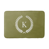 Aangepaste monogram Olive Green en White Badmat (Voorkant)