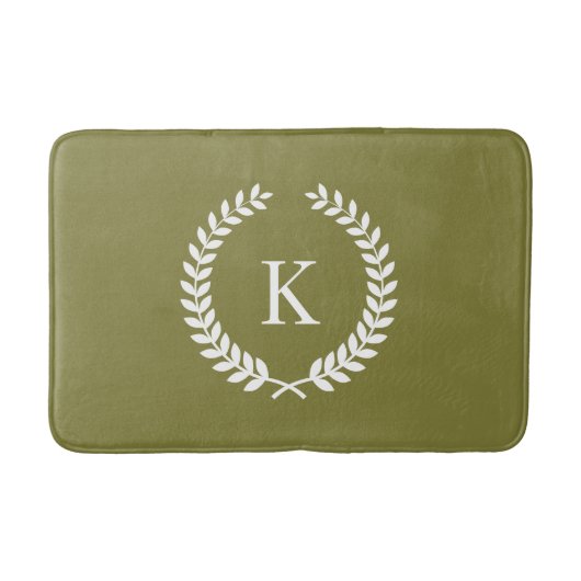 Aangepaste monogram Olive Green en White Badmat (Voorkant)