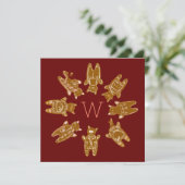 Aangepaste Monogram Ontbijtkoek Katten - Handgesch Kaart (Staand voorkant)