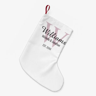 Aangepaste monogram Pas getrouwd Blush roze Kleine Kerstsok