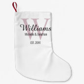 Aangepaste monogram Pas getrouwd Blush roze Kleine Kerstsok (Voorkant)