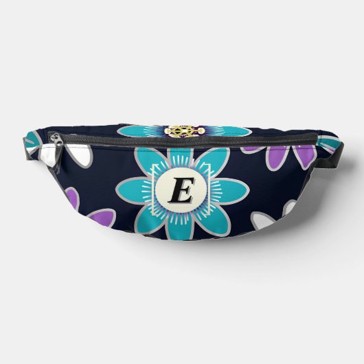 Aangepaste Monogram Passiebloem Bloemen Fanny Pack Heuptasje (Liggend)