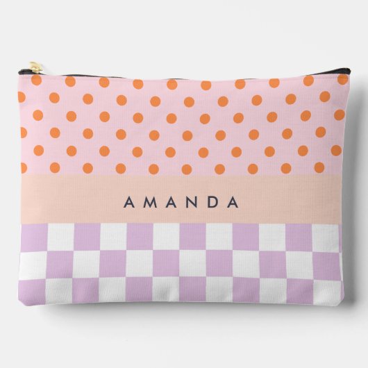 Aangepaste Monogram Pastel Polka Dot Lila Check Ca Etui (Voorkant)