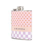 Aangepaste Monogram Pastel Polka Dot Lila Check Ca Heupfles (Links)
