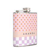 Aangepaste Monogram Pastel Polka Dot Lila Check Ca Heupfles (Rechts)