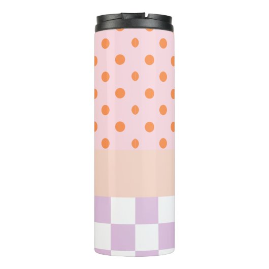 Aangepaste Monogram Pastel Polka Dot Lila Check Ca Thermosbeker (Achterkant)