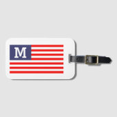 Aangepaste monogram patriottische Amerikaanse vlag Bagagelabel (Voorkant (horizontaal))