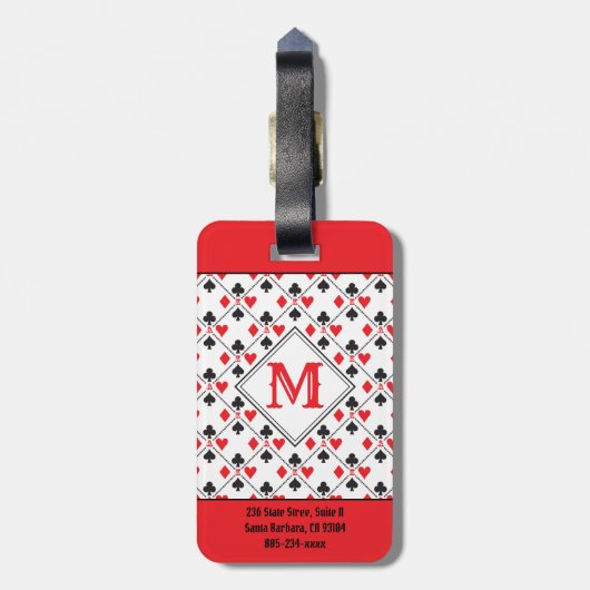 Aangepaste monogram poker-spelkaart bagagelabel (Achterkant verticaal)
