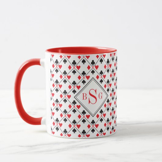 Aangepaste monogram poker-spelkaart mok (Links)