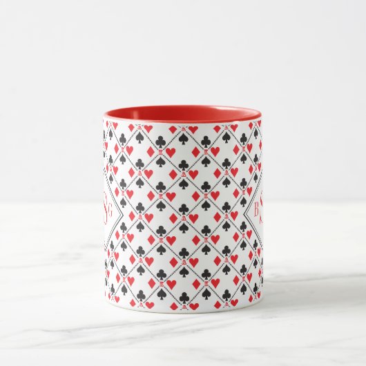 Aangepaste monogram poker-spelkaart mok (Midden)