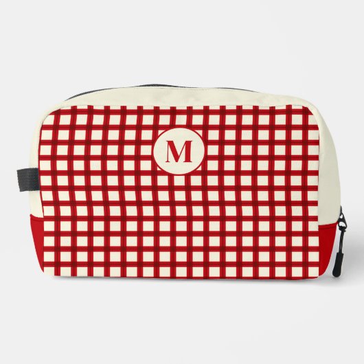 Aangepaste Monogram Red Gingham Classic Toilettasje (Voorkant)