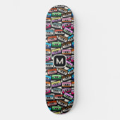 Aangepaste Monogram Retro Casette Tapes Skateboard (Voorkant)