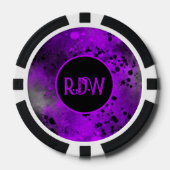 Aangepaste Monogram Retro Paarse verfspatten Poker Chips (Voorkant)