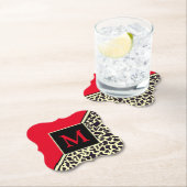 Aangepaste Monogram rode luipaard Onderzetters (Insitu)