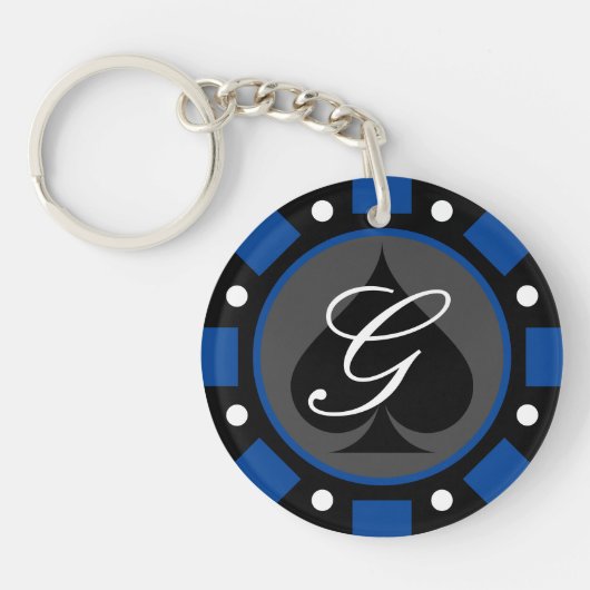 Aangepaste monogram ronde poker chip acryl sleutelhanger (Voorkant)