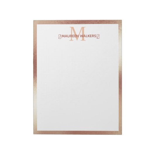 Aangepaste monogram Roos Gold Aangepaste naam Notitieblok (Gedraaid)