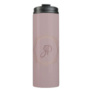 Aangepaste monogram Roos Gold Elegant Sjabloon Thermosbeker