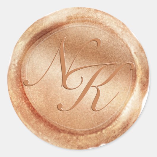 Aangepaste Monogram Roos Gouden Wax Seal Sticker (Voorkant)