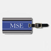 Aangepaste Monogram Royal Blue Stripes Bagagelabel (Voorkant horizontaal)