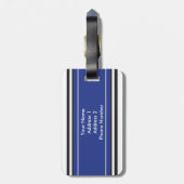 Aangepaste Monogram Royal Blue Stripes Bagagelabel (Achterkant verticaal)